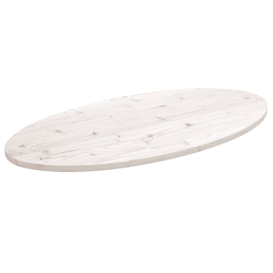 Tafelblad Ovaal 100X50X2,5 Cm Massief Grenenhout 100 x 50 x 2.5 cm Wit