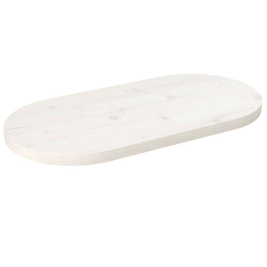 Tafelblad Ovaal 60X30X2,5 Cm Massief Grenenhout Wit