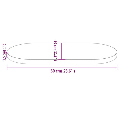 Tafelblad Ovaal 60X30X2,5 Cm Massief Grenenhout Wit