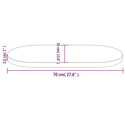 Tafelblad Ovaal 70X35X2,5 Cm Massief Grenenhout Wit