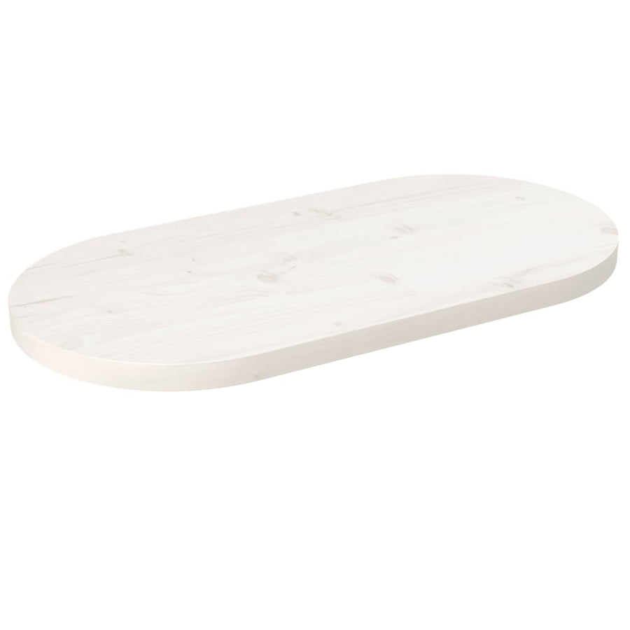 Tafelblad Ovaal 80X40X2,5 Cm Massief Grenenhout Wit