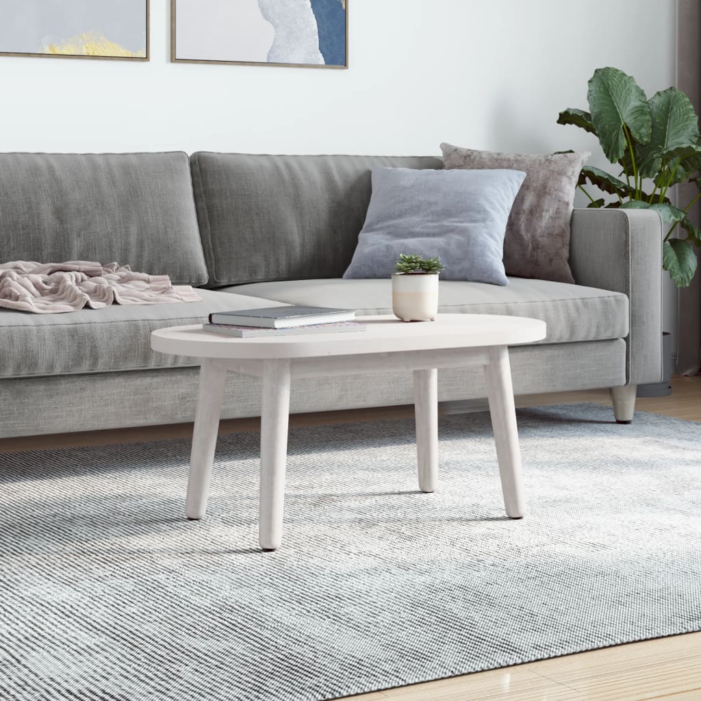 Tafelblad Ovaal 80X40X2,5 Cm Massief Grenenhout Wit