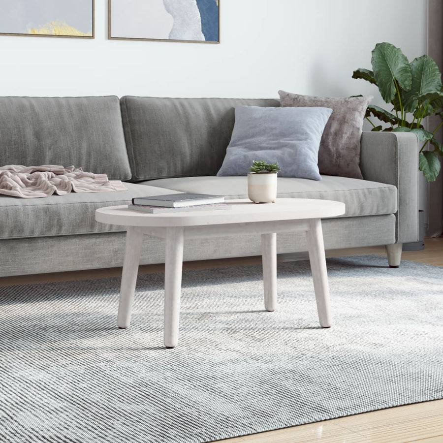 Tafelblad Ovaal 80X40X2,5 Cm Massief Grenenhout Wit
