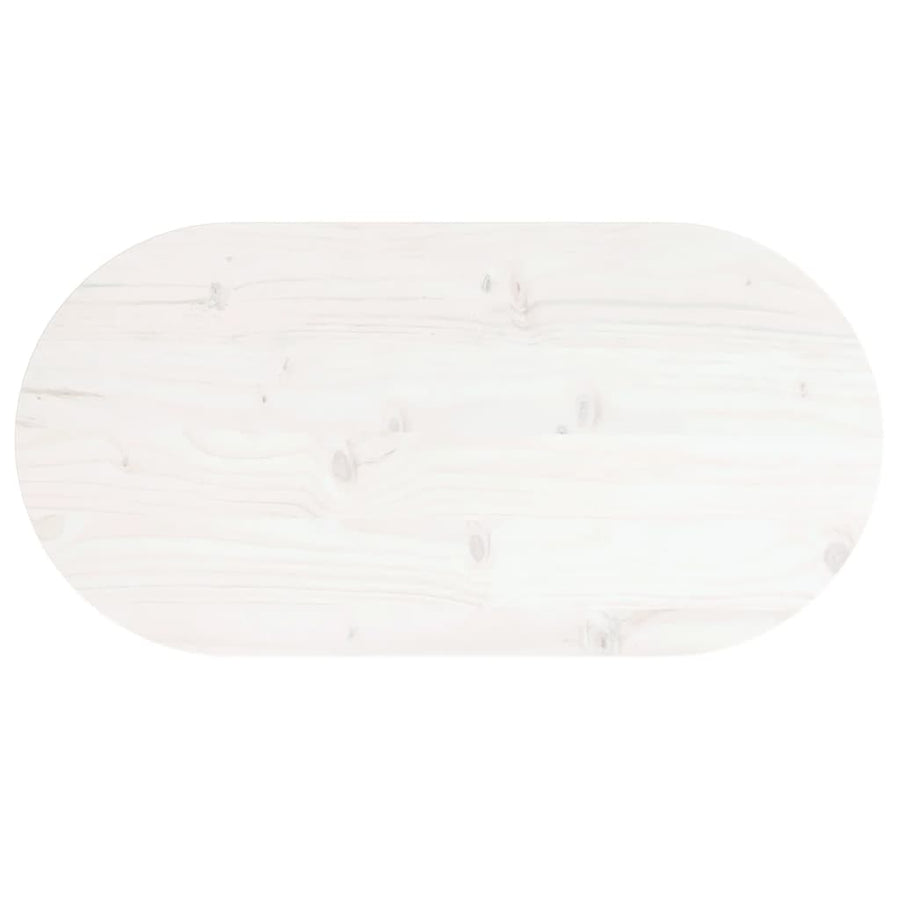 Tafelblad Ovaal 80X40X2,5 Cm Massief Grenenhout Wit
