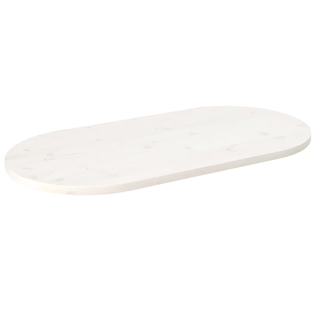 Tafelblad Ovaal 90X45X2,5 Cm Massief Grenenhout Wit