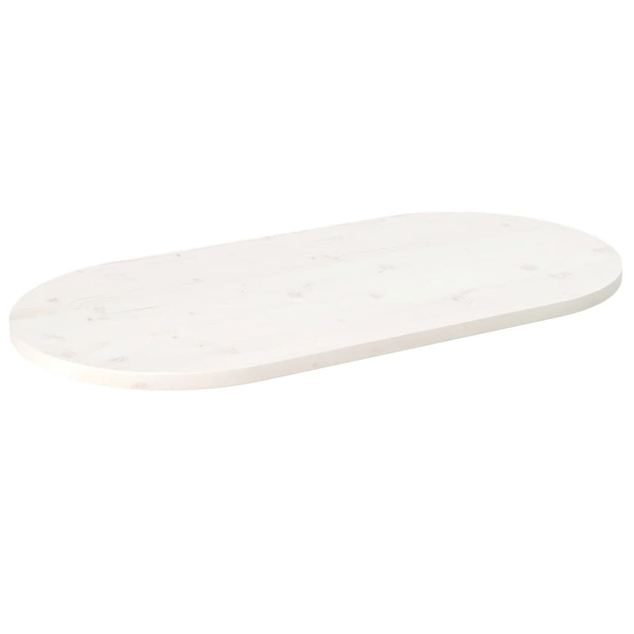 Tafelblad Ovaal 90X45X2,5 Cm Massief Grenenhout Wit