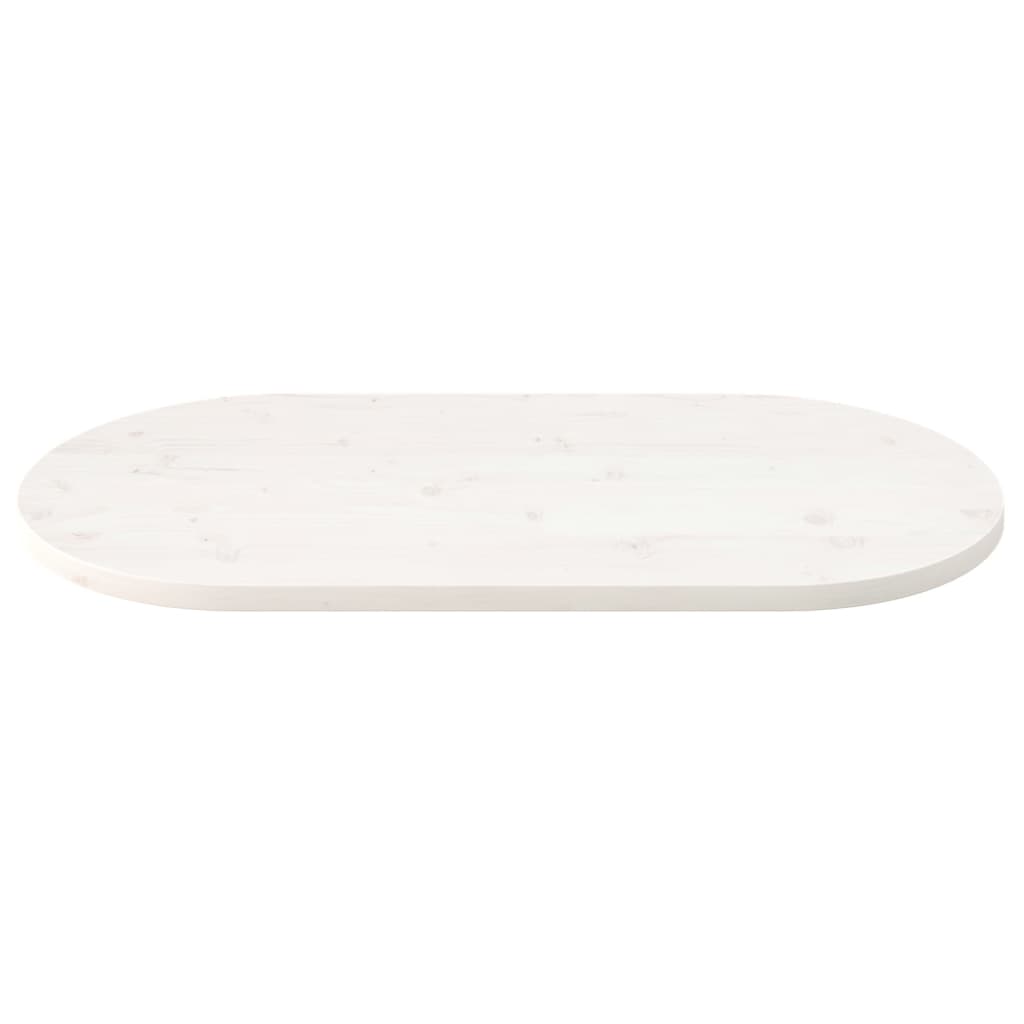 Tafelblad Ovaal 90X45X2,5 Cm Massief Grenenhout Wit