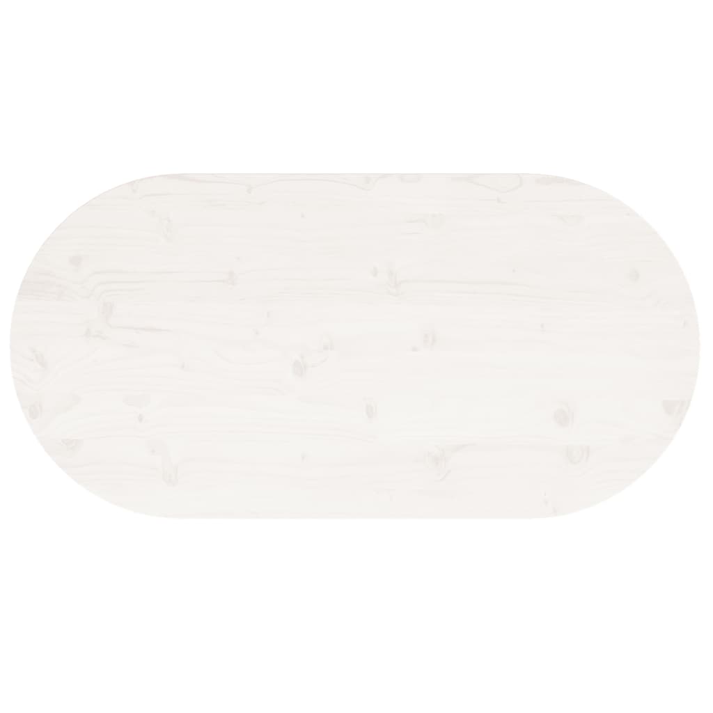Tafelblad Ovaal 90X45X2,5 Cm Massief Grenenhout Wit