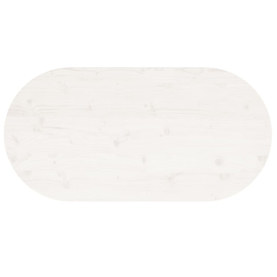 Tafelblad Ovaal 90X45X2,5 Cm Massief Grenenhout Wit