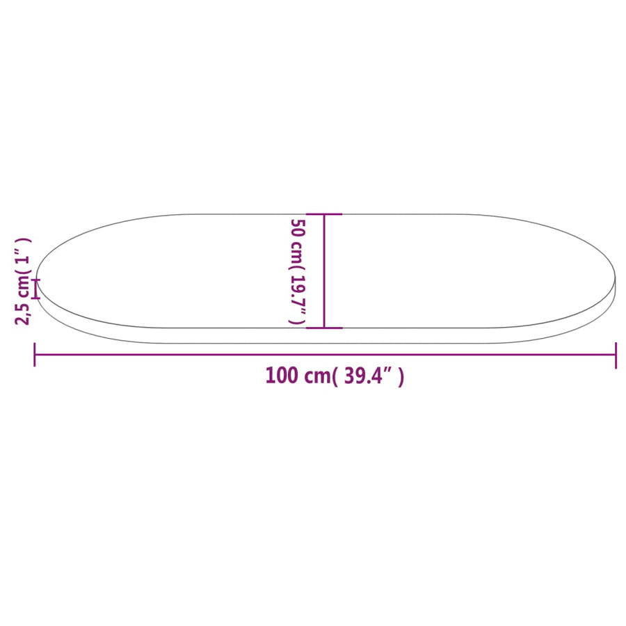 Tafelblad Ovaal 100X50X2,5 Cm Massief Grenenhout