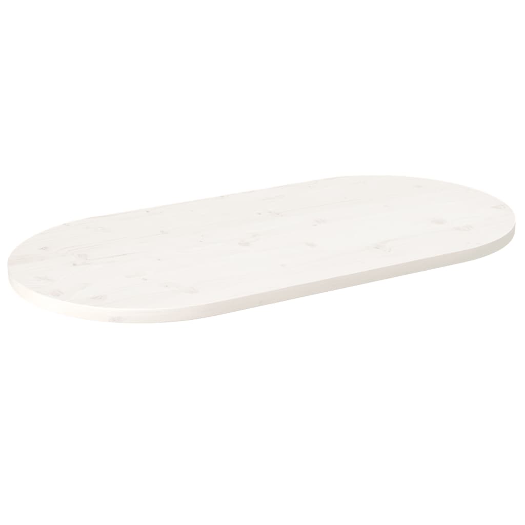 Tafelblad Ovaal 100X50X2,5 Cm Massief Grenenhout Wit