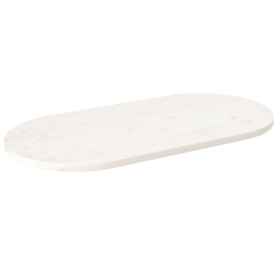 Tafelblad Ovaal 100X50X2,5 Cm Massief Grenenhout Wit