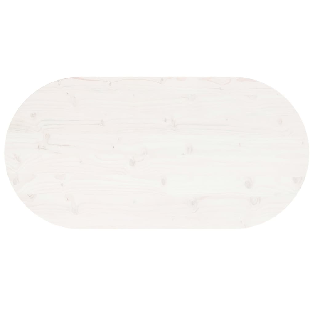 Tafelblad Ovaal 100X50X2,5 Cm Massief Grenenhout Wit