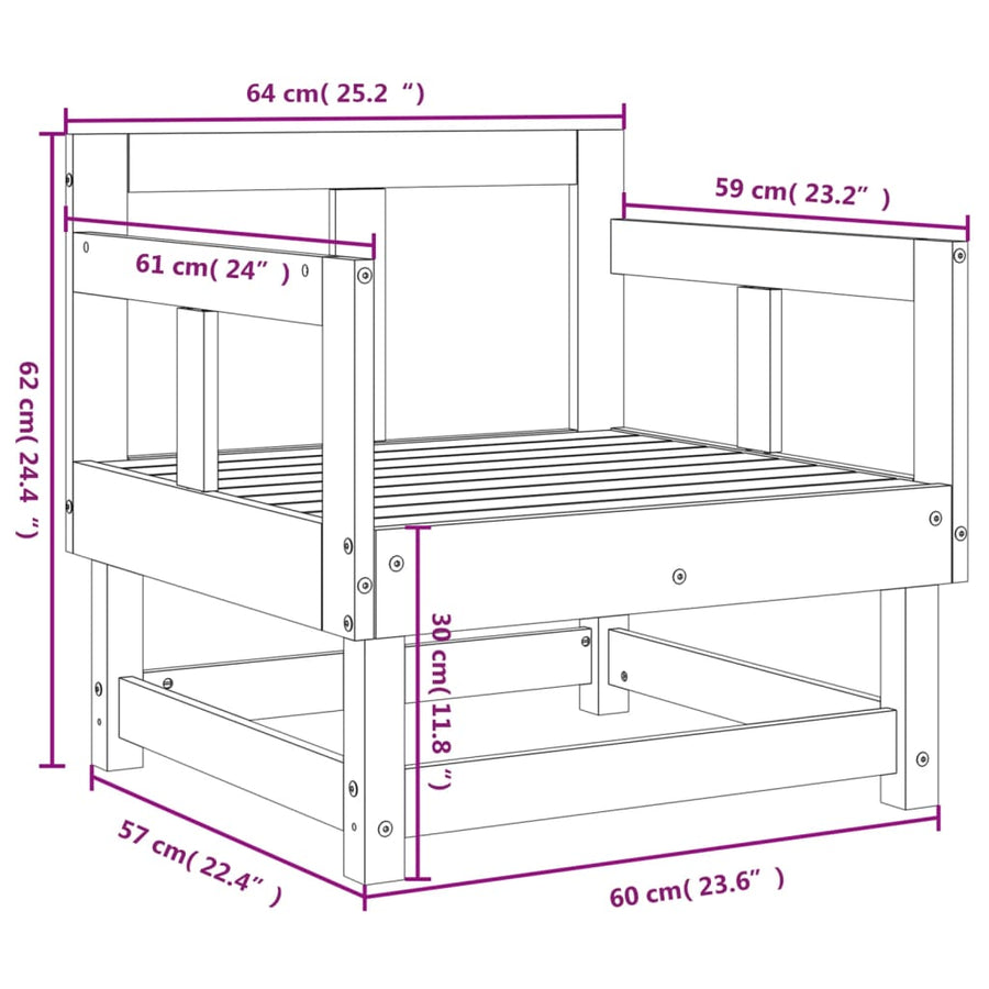 Tuinstoelen 2 St Massief Grenenhout Natuurlijk grenenhout Armstoel (2 st)