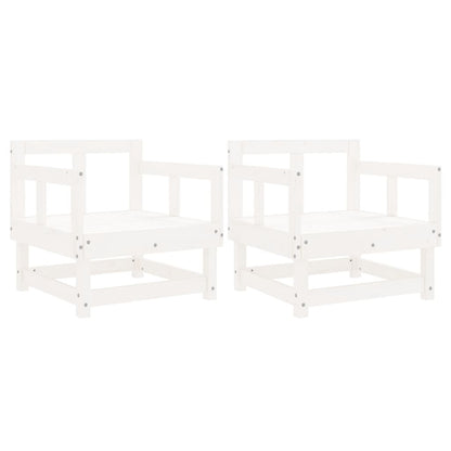 Tuinstoelen 2 St Massief Grenenhout Wit Wit grenenhout Armstoel (2 st)