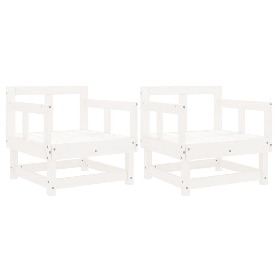 Tuinstoelen 2 St Massief Grenenhout Wit Wit grenenhout Armstoel (2 st)