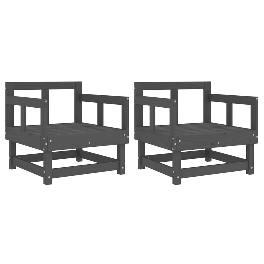 Tuinstoelen 2 St Massief Grenenhout Grijs Grijs grenenhout Armstoel (2 st)