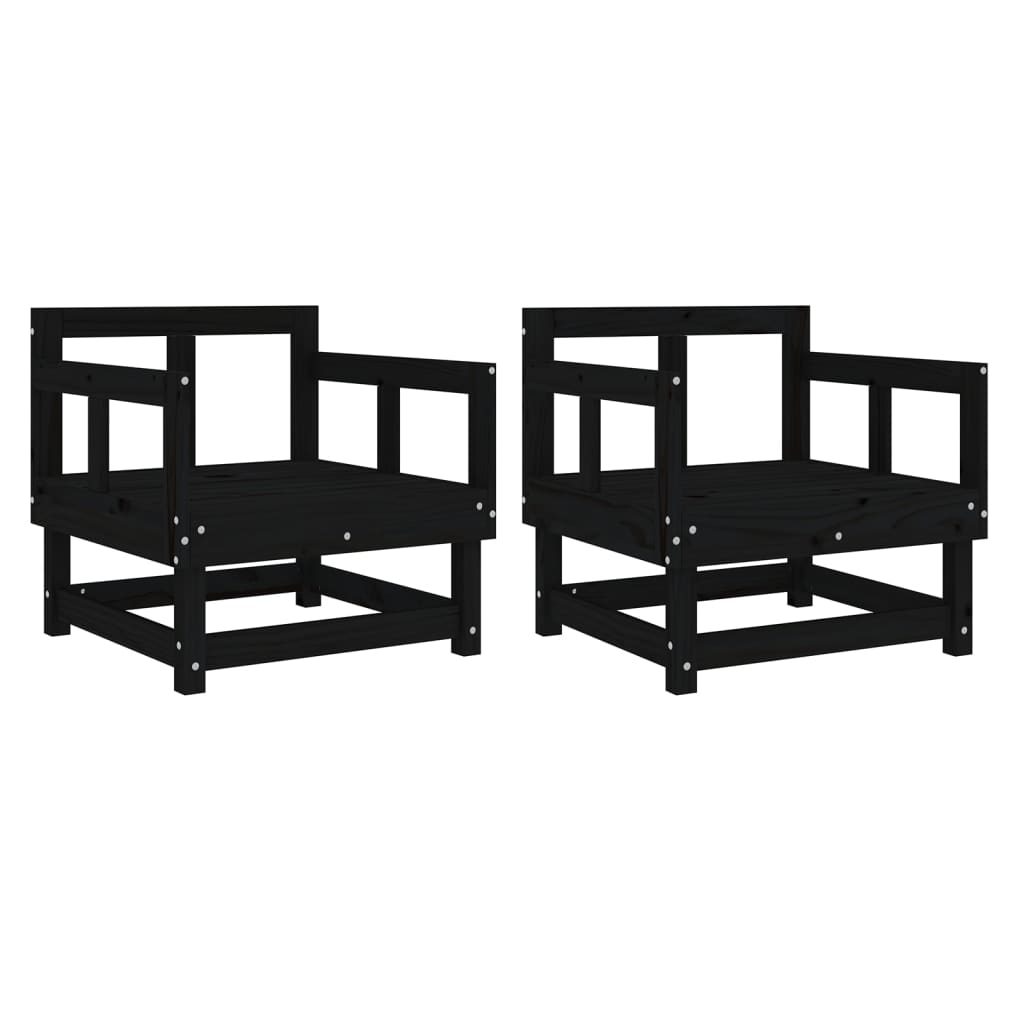 Tuinstoelen 2 St Massief Grenenhout Zwart Zwart grenenhout Armstoel (2 st)