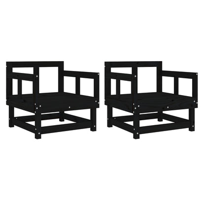 Tuinstoelen 2 St Massief Grenenhout Zwart Zwart grenenhout Armstoel (2 st)