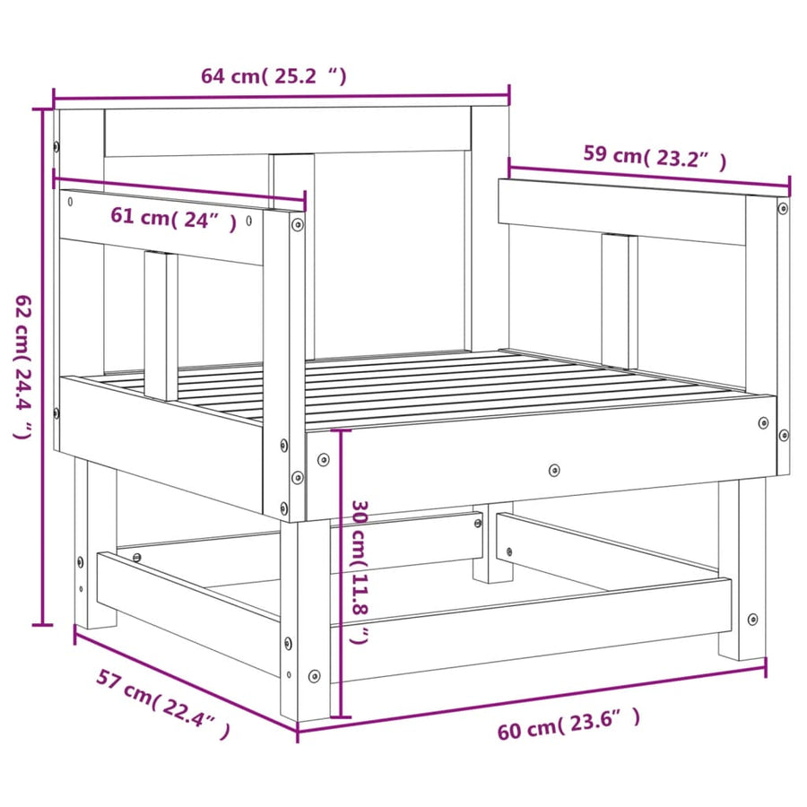 Tuinstoelen 2 St Massief Grenenhout Zwart Zwart grenenhout Armstoel (2 st)