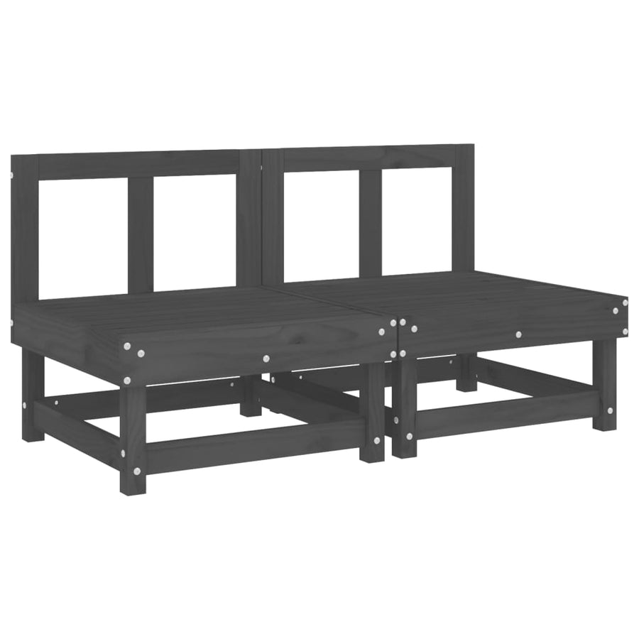 Tuinmiddenbanken 2 St Massief Grenenhout Grijs Grijs grenenhout Middenbank (2 st)