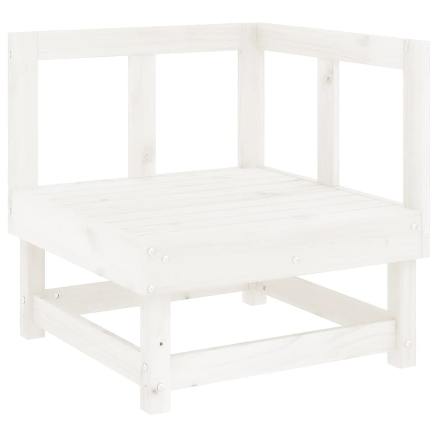 3-Delige Loungeset Massief Grenenhout Wit Wit grenenhout hoek + midden + voetensteun