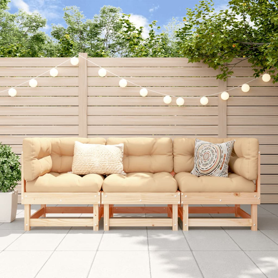 3-Delige Loungeset Massief Grenenhout Natuurlijk grenenhout 2x corner +middle