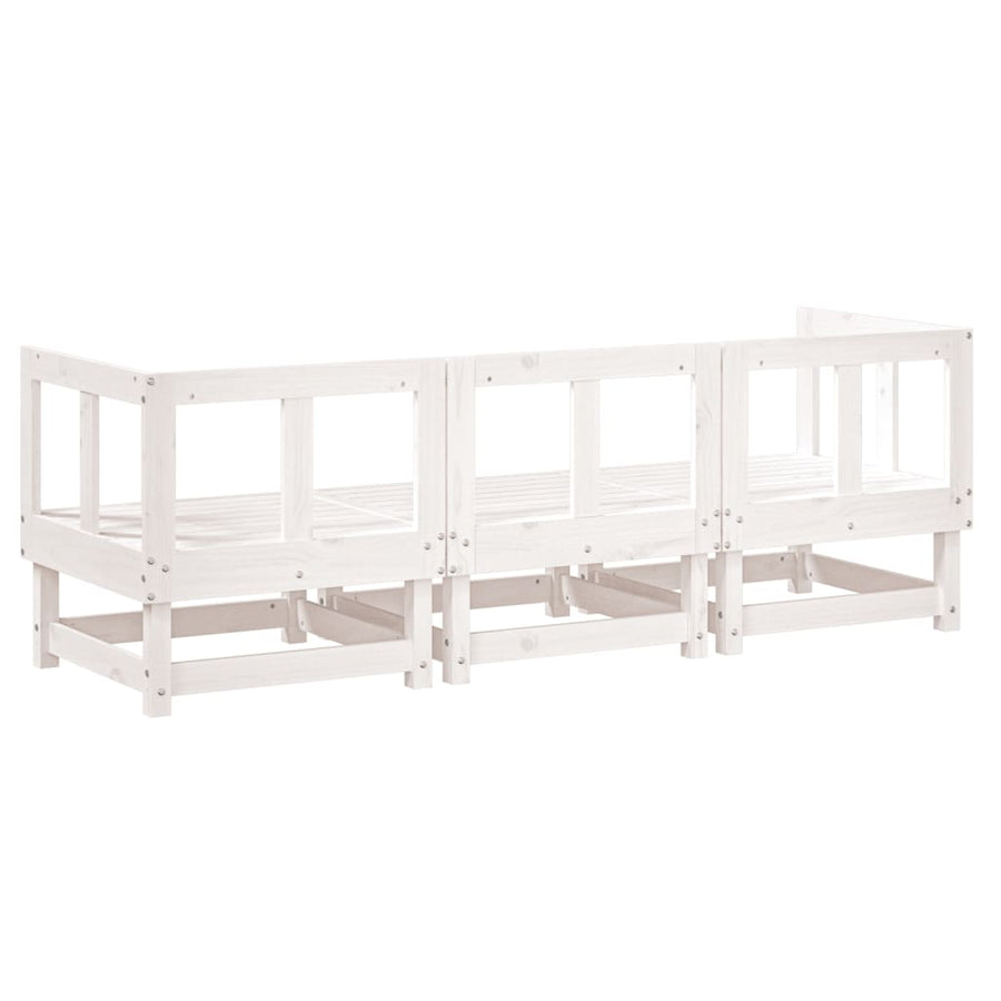 3-Delige Loungeset Massief Grenenhout Wit Wit grenenhout 2x corner +middle