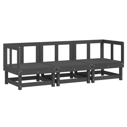 3-Delige Loungeset Massief Grenenhout Grijs Grijs grenenhout 2x corner +middle