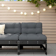 Tuinmiddenbank massief grenenhout 62x62x70.5 cm zwart