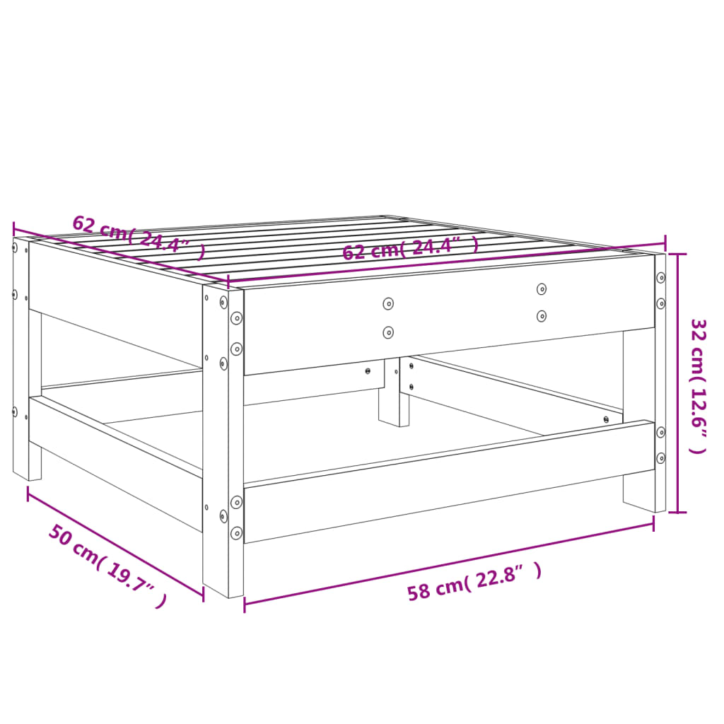 Tuinvoetenbank Massief Grenenhout Grijs Grijs grenenhout footstool