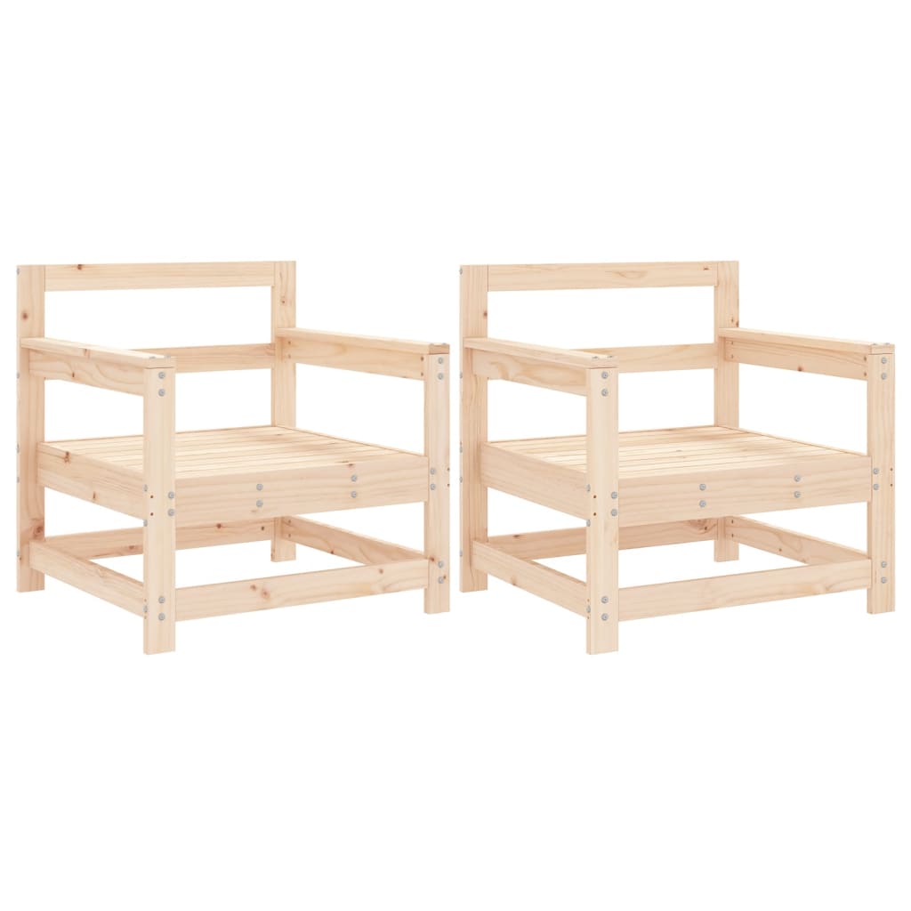 Tuinstoelen 2 St Massief Grenenhout Natuurlijk grenenhout Fauteuil