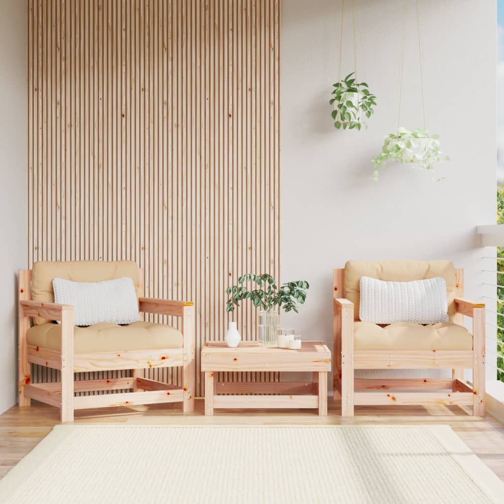 Tuinstoelen 2 St Massief Grenenhout Natuurlijk grenenhout Fauteuil