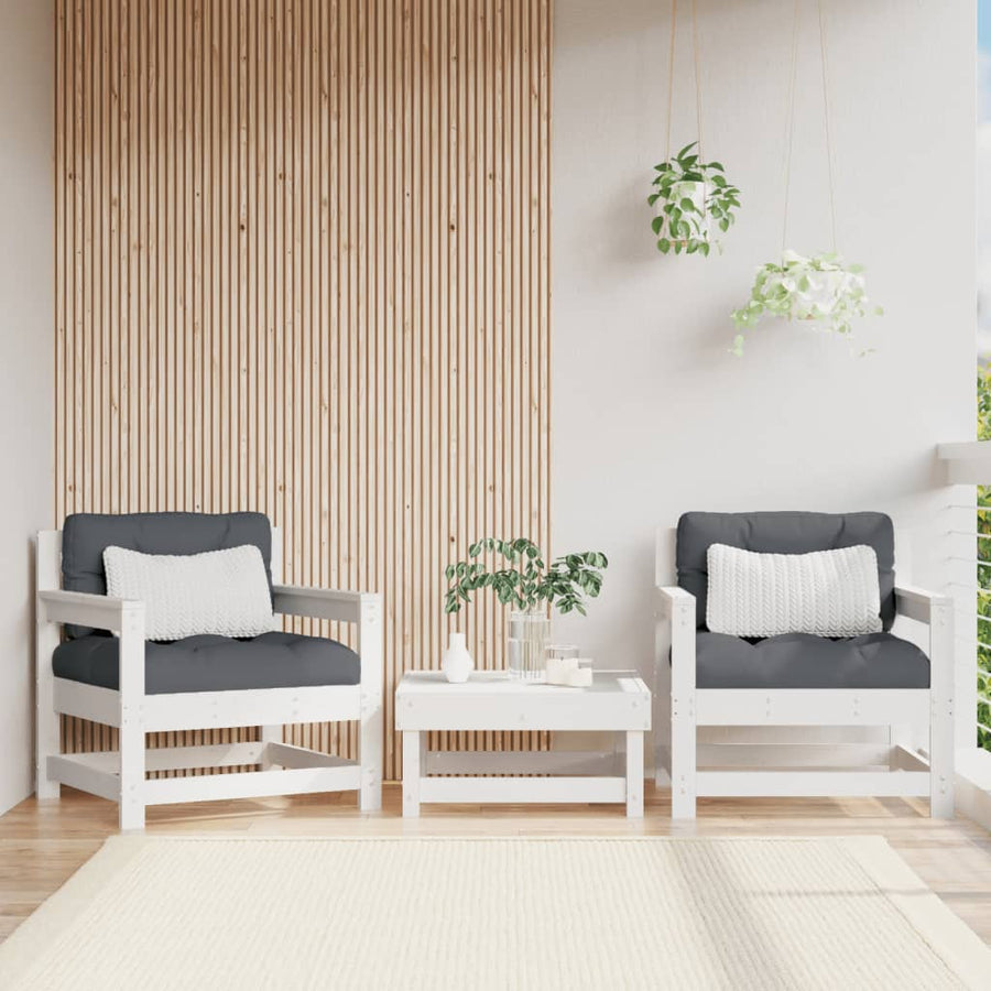 Tuinstoelen 2 St Massief Grenenhout Wit Wit grenenhout Fauteuil