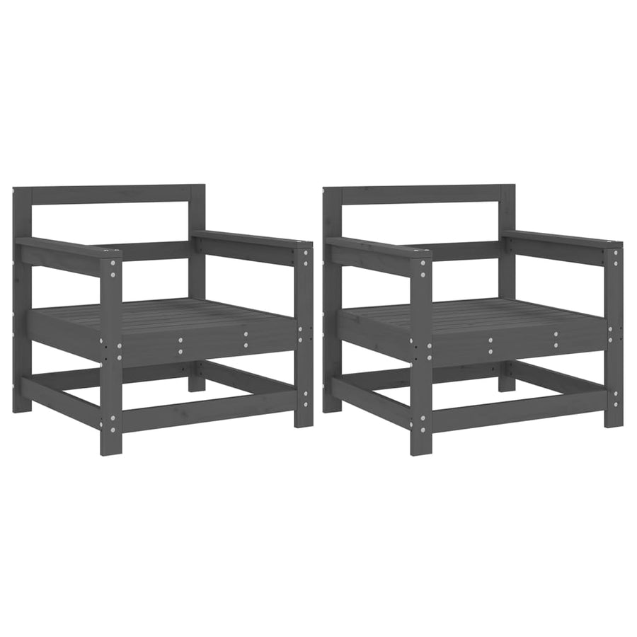 Tuinstoelen 2 St Massief Grenenhout Grijs Grijs grenenhout Fauteuil