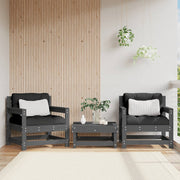 Tuinstoel massief grenenhout grijs 2 stuks