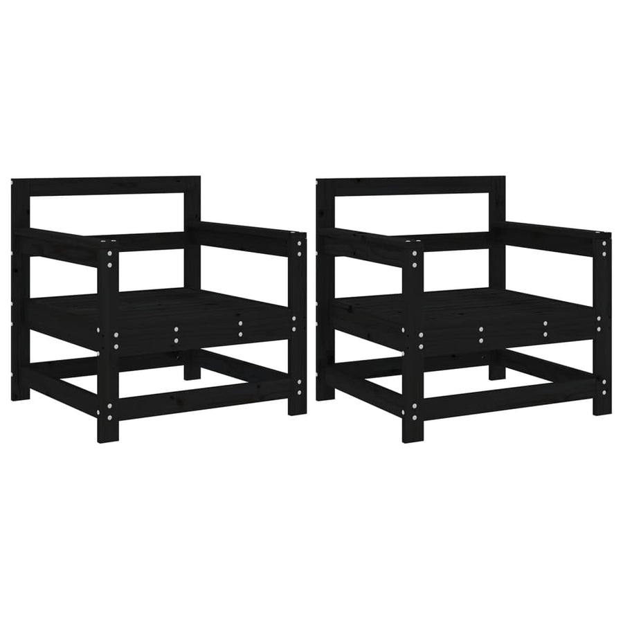 Tuinstoelen 2 St Massief Grenenhout Zwart Zwart grenenhout Fauteuil
