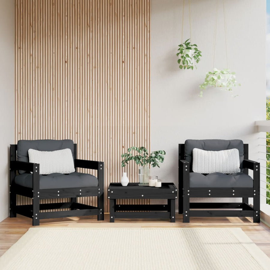 Tuinstoelen 2 St Massief Grenenhout Zwart Zwart grenenhout Fauteuil