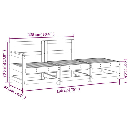 3-Delige Loungeset Massief Grenenhout Natuurlijk grenenhout hoek + midden + voetensteun