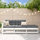 Loungeset massief grenenhout 3-delig wit