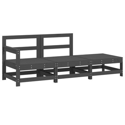 3-Delige Loungeset Massief Grenenhout Grijs Grijs grenenhout hoek + midden + voetensteun