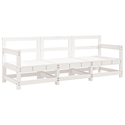 3-Delige Loungeset Massief Grenenhout Wit Wit grenenhout 2x hoek + midden