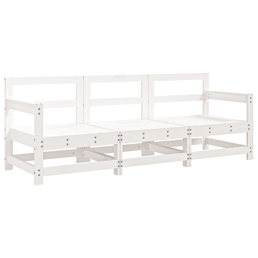 3-Delige Loungeset Massief Grenenhout Wit Wit grenenhout 2x hoek + midden