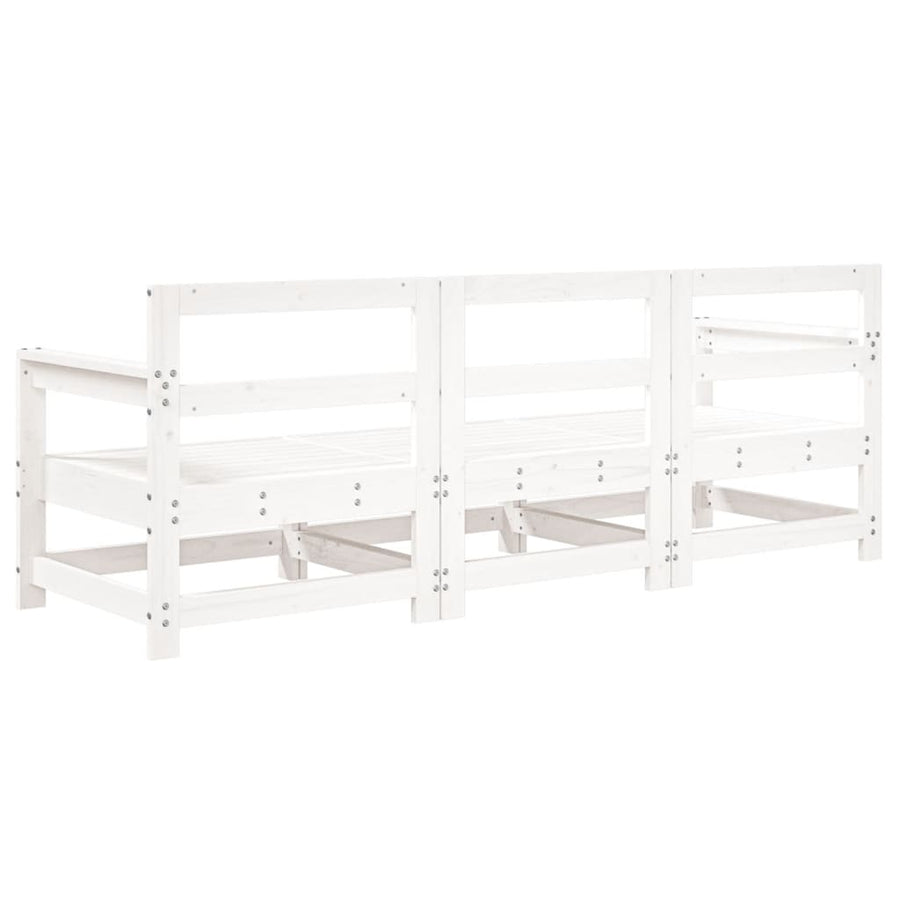 3-Delige Loungeset Massief Grenenhout Wit Wit grenenhout 2x hoek + midden