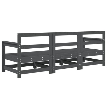 3-Delige Loungeset Massief Grenenhout Grijs Grijs grenenhout 2x hoek + midden