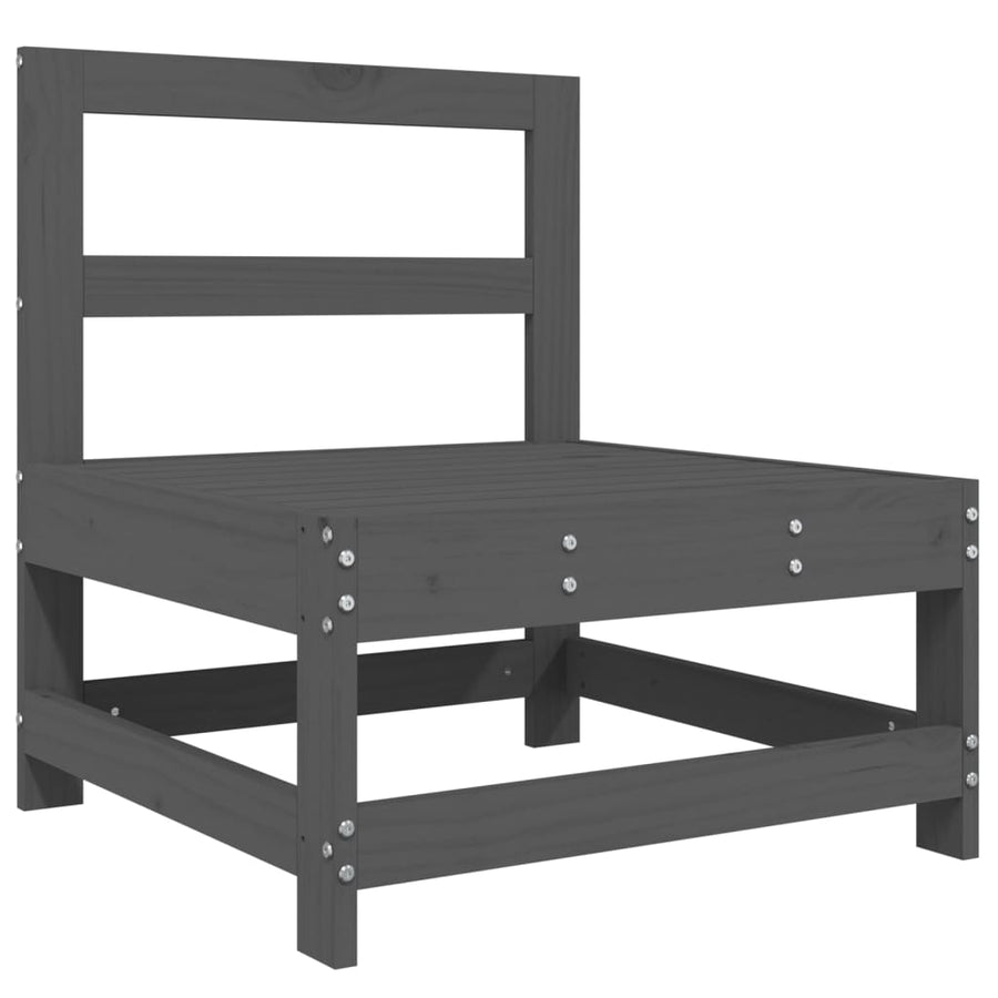3-Delige Loungeset Massief Grenenhout Grijs Grijs grenenhout 2x hoek + midden
