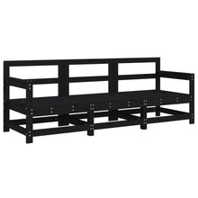 3-Delige Loungeset Massief Grenenhout Zwart Zwart grenenhout 2x hoek + midden