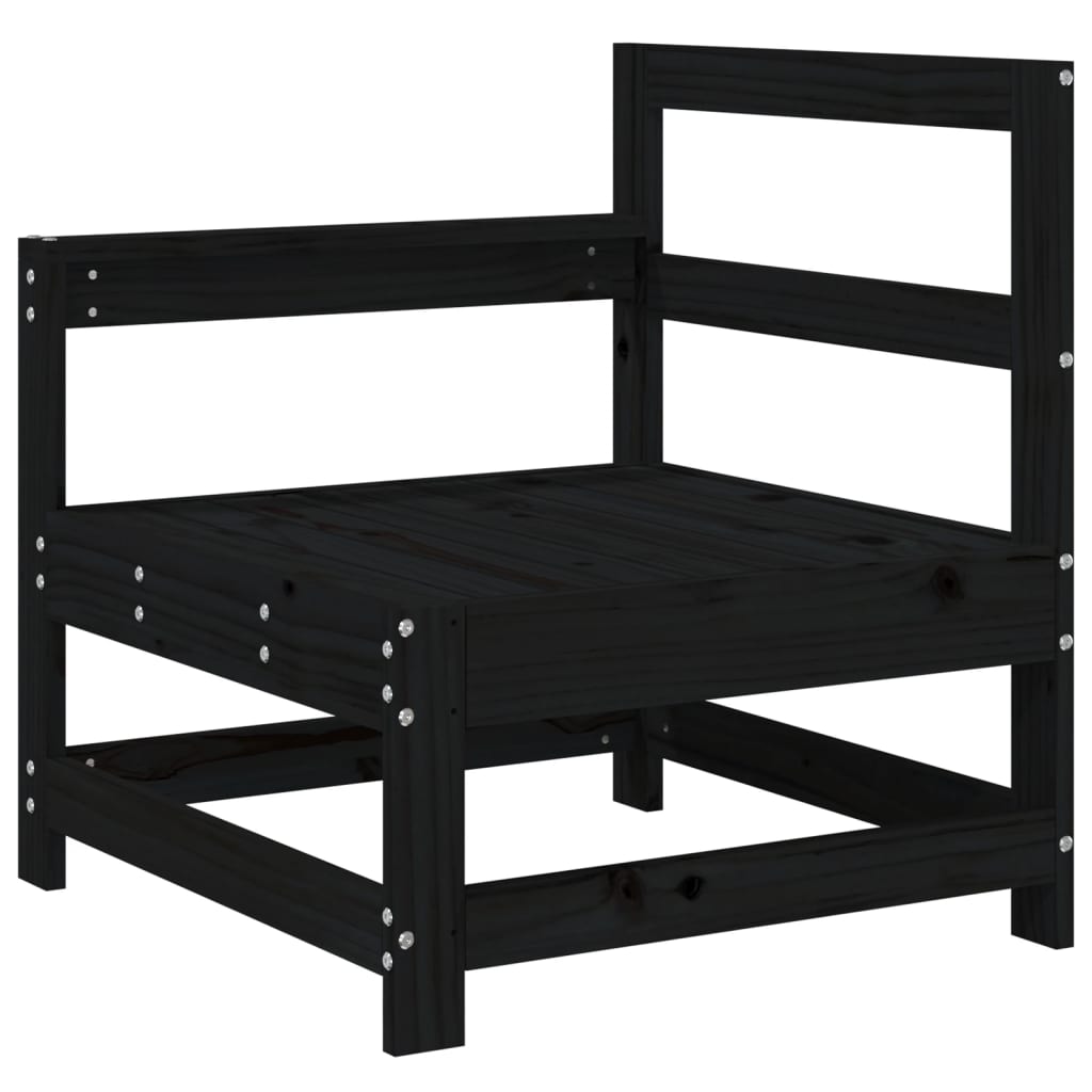 3-Delige Loungeset Massief Grenenhout Zwart Zwart grenenhout 2x hoek + midden