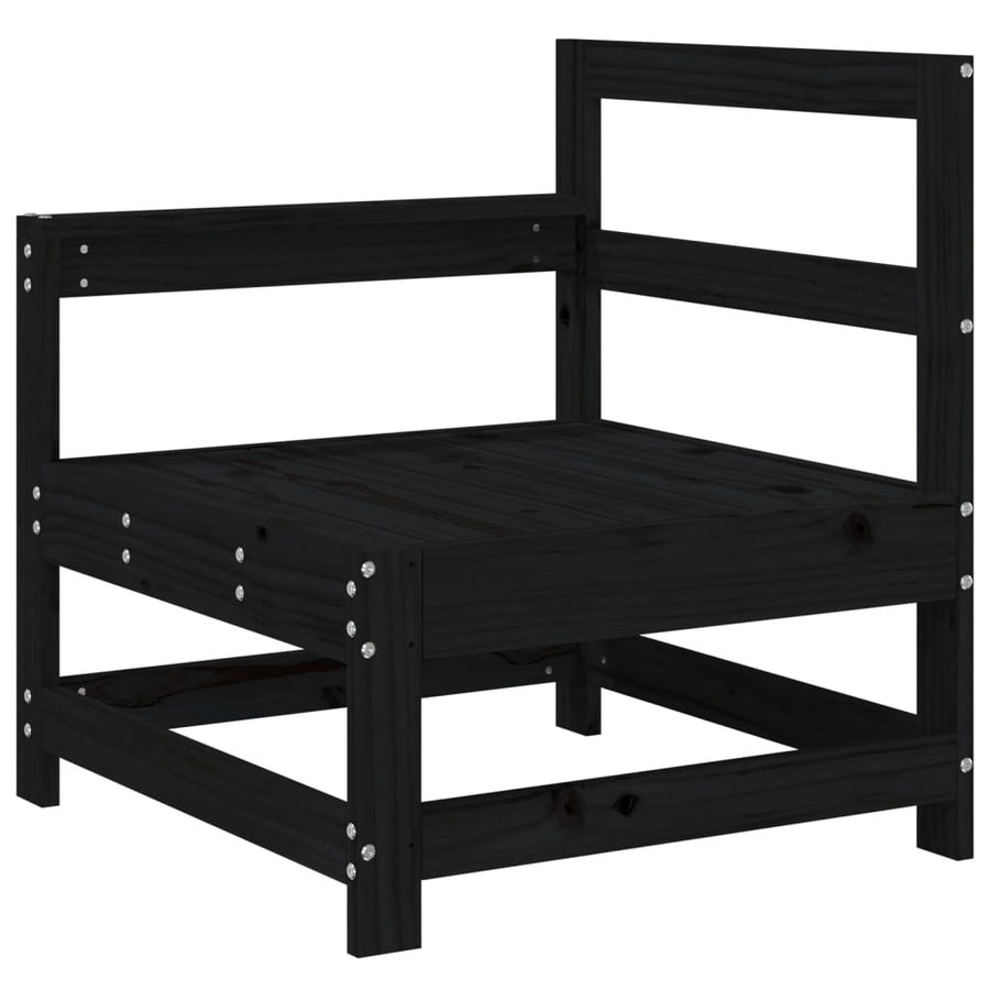 3-Delige Loungeset Massief Grenenhout Zwart Zwart grenenhout 2x hoek + midden