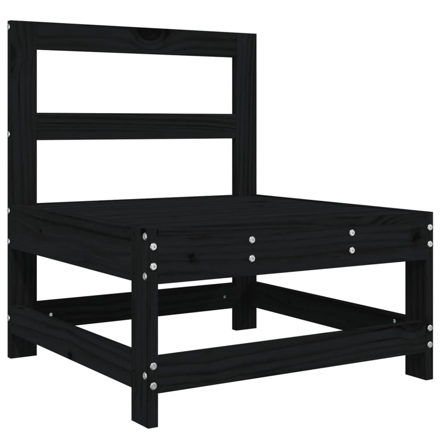 3-Delige Loungeset Massief Grenenhout Zwart Zwart grenenhout 2x hoek + midden